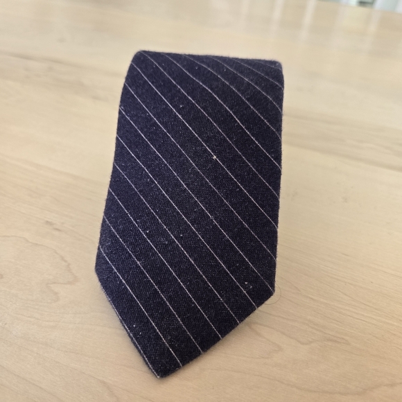 🇬🇧Ted Baker Dark Blue Cotton Pinstripe Tie - Picture 3 of 7